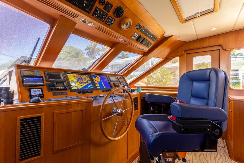 Sunshine Yacht Photos Pics Offshore 72 Sunshine -Pilothouse, Helm Electronics, Helm Seat