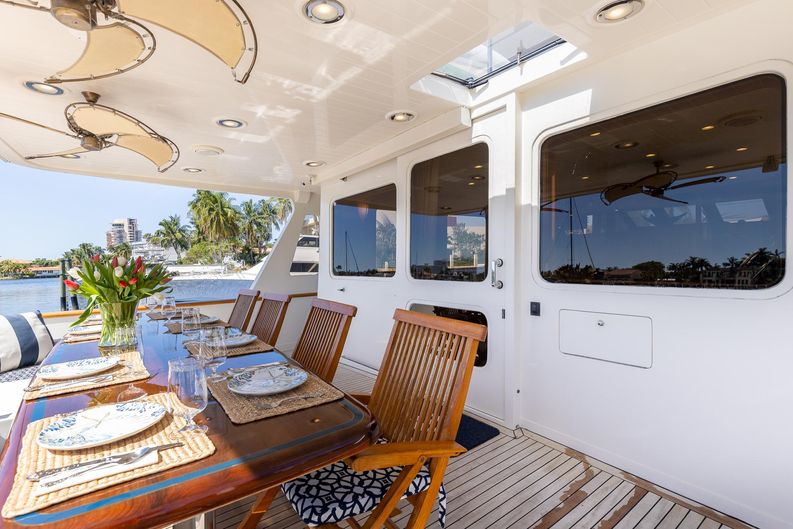 Sunshine Yacht Photos Pics Offshore 72 Sunshine - Aft Deck, Seating with Dining Table